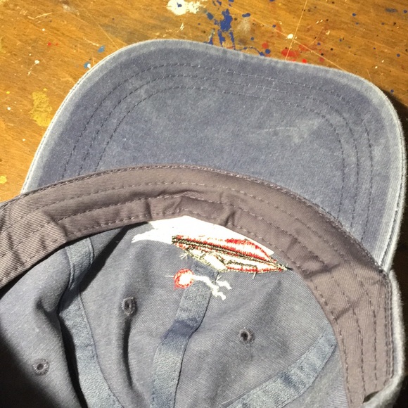 Skipper’s hat full 6 panel adjustable leather back strap boating cap faded blue - Picture 11 of 13